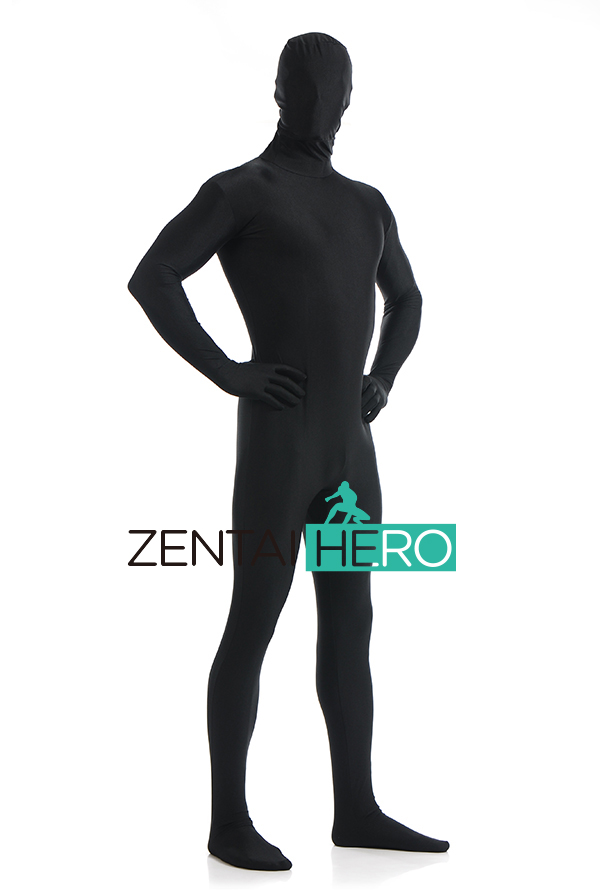 Unisex Black Lycra Spandex Zentai Bodysuit