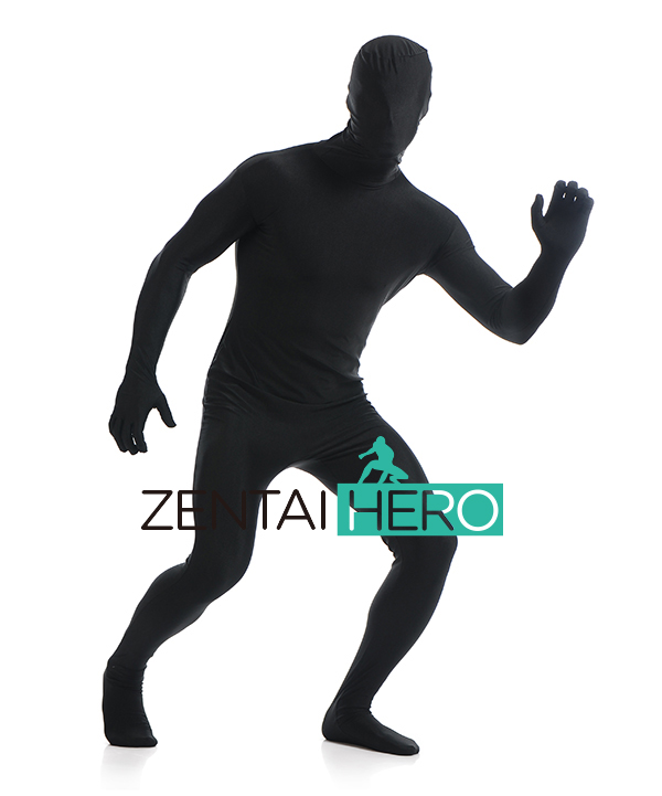 Unisex Black Lycra Spandex Zentai Bodysuit