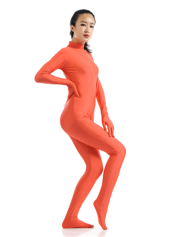 New Orange Red Women's Lycra Zentai Catsuit