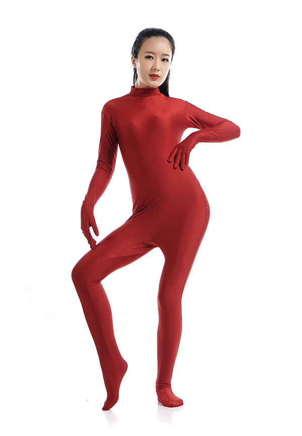 Fashion Claret Women\'s Tight Lycra Catsuit