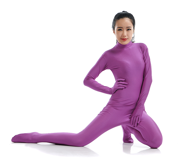 Sexy Women Purple Spandex Zentai Catsuit