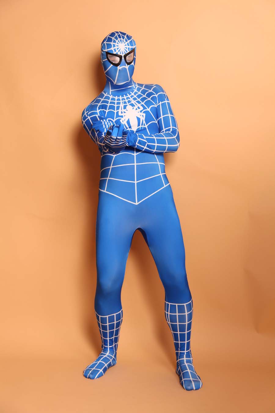 New Printing Blue Spiderman Cosplay Costume
