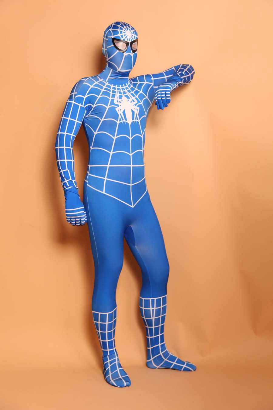 New Printing Blue Spiderman Cosplay Costume