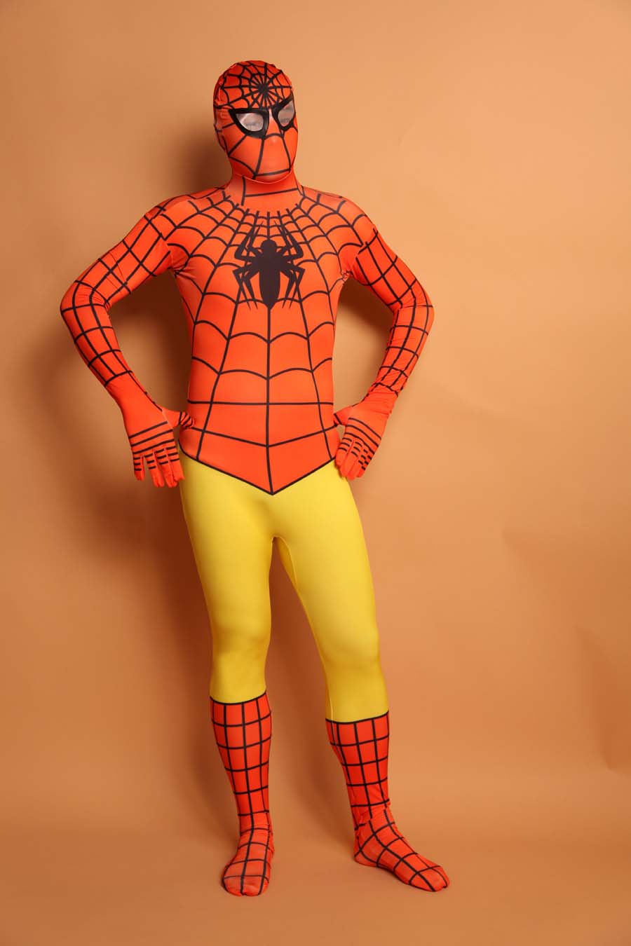 Yellow And Orange Printing Spider-Man Costume