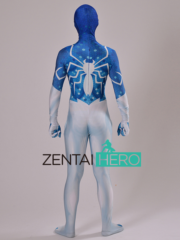 Newest Blue&White Printing Spiderman Costumes