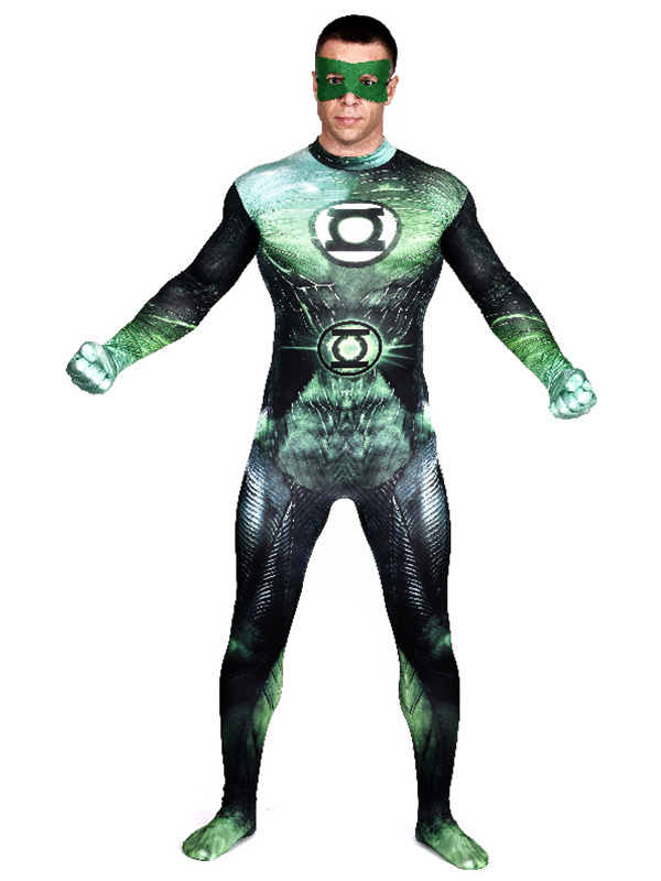 3D Printed Green Lantern Cosplay Costume Male Superhero Suit