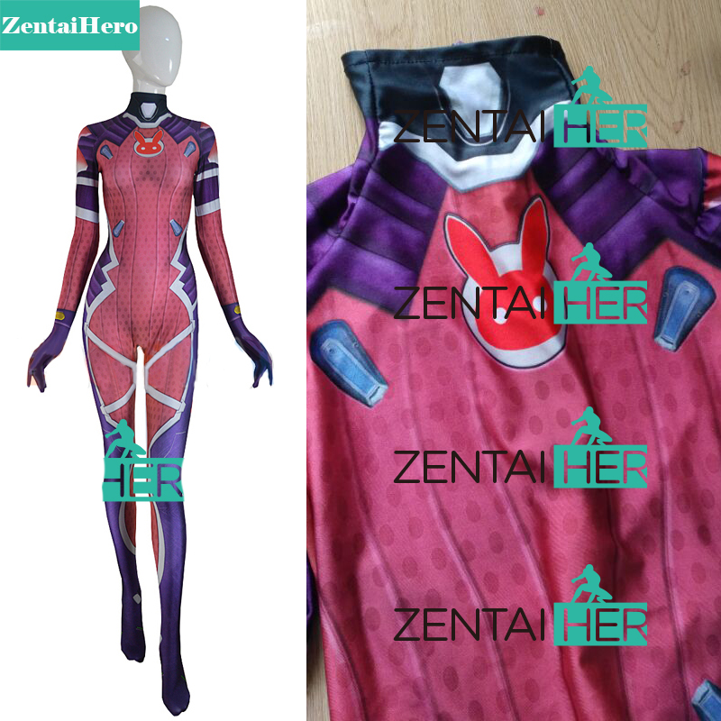 3D Print dva White Rabbit SKIN Zentai Bodysuit Female Catsuit