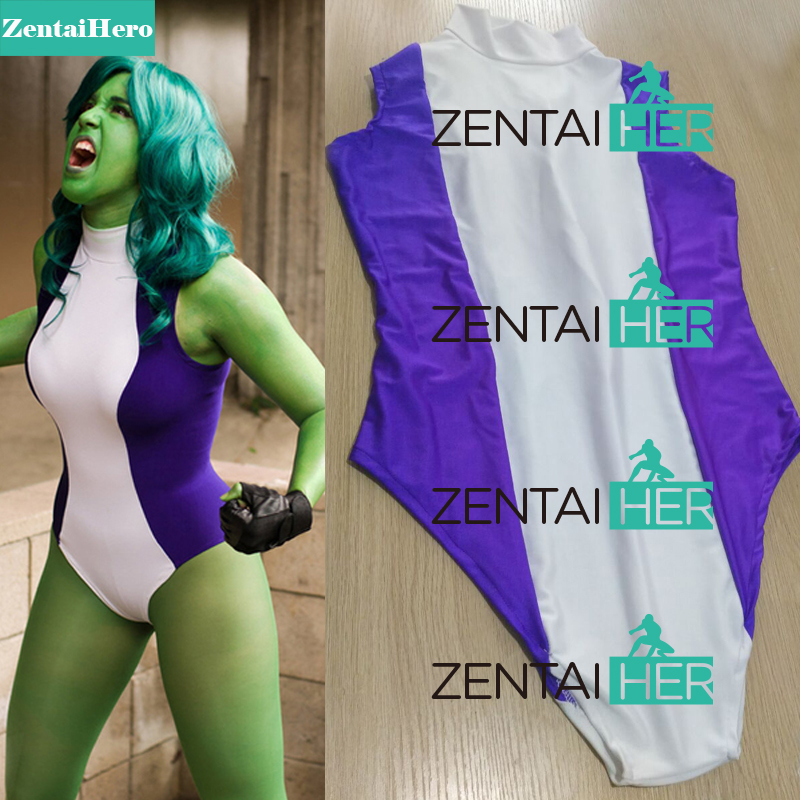 She Hulk White&Purple Bodysuits Leotard