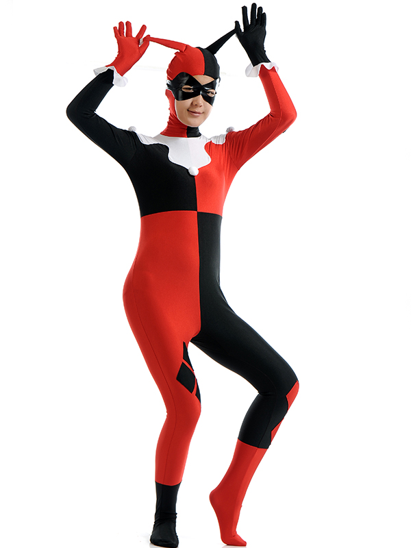 Lycra Batman Villain Harley Quinn Zentai Costume Bodysuit