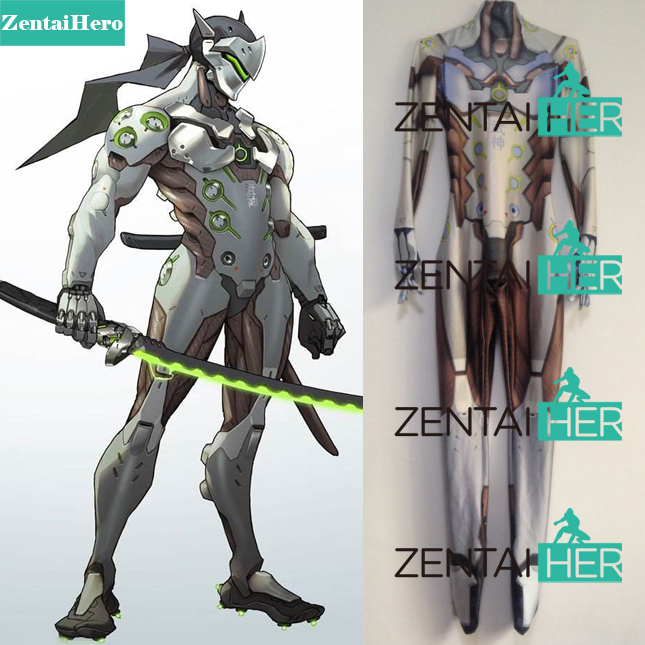 Genji Costume Spandex 3D Printed Genji Zentai Superhero Costume