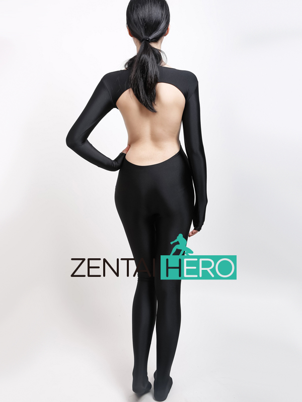 NEW Black Lycra Spandex Zentai Catsuit Front Zipper