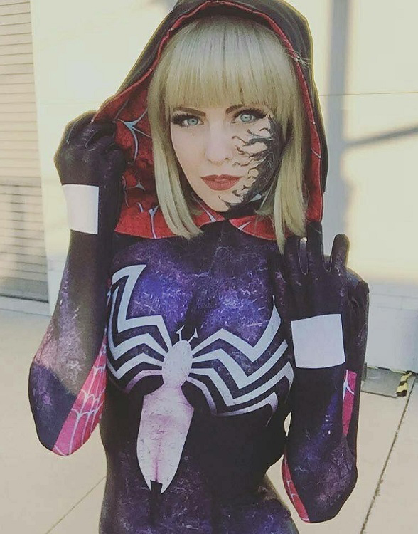 3D Printed Woman Spidergirl Gwenom Cosplay Costume Hooded