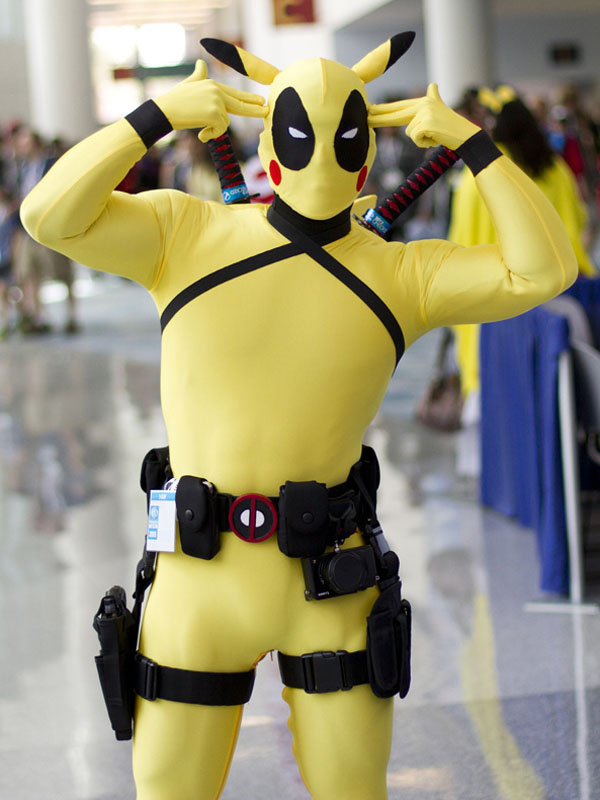 Cute Pokemon Pikachu Deadpool Cosplay Costume Halloween