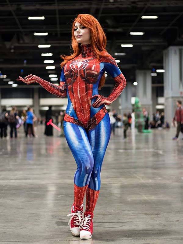 MJ Jamie Spiderman Costume Mary Jane Girl Cosplay Suit.