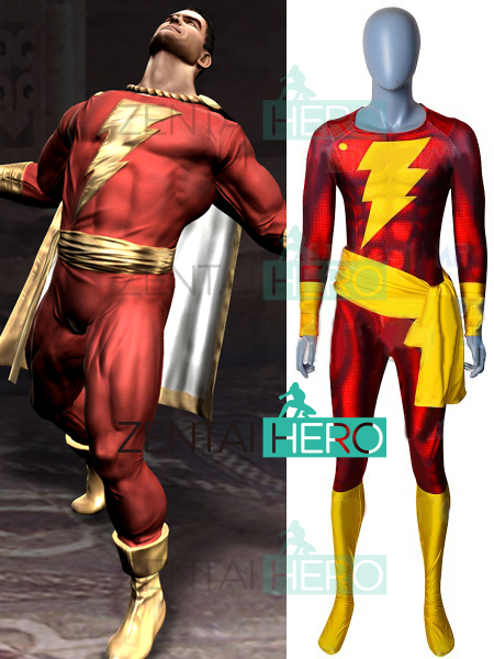 3D Printed NEW Captain Shazam Cosplay Costume With Belt
