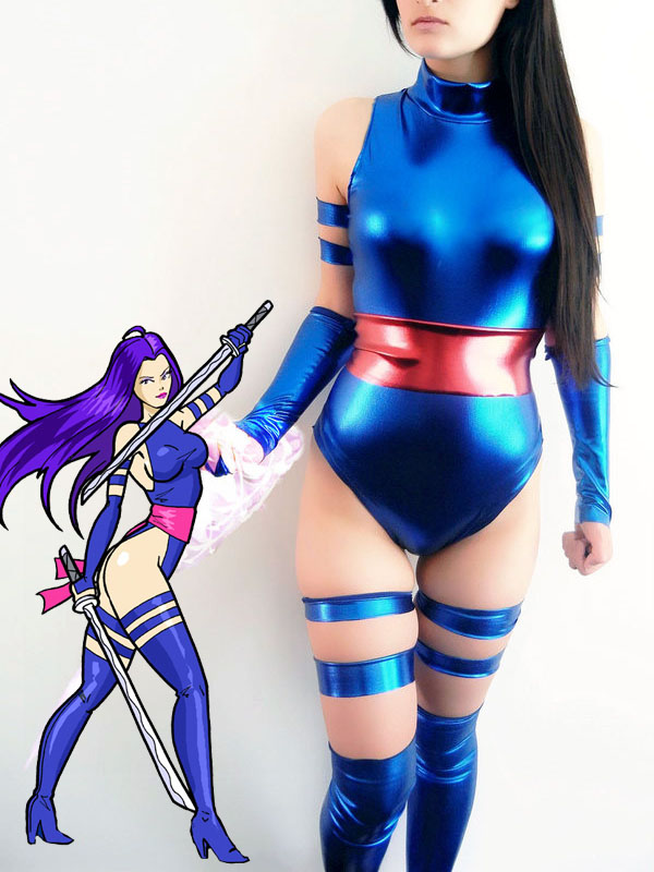 Blue Shiny X-Men Psylocke Elizabeth Betsy Braddock Cosplay