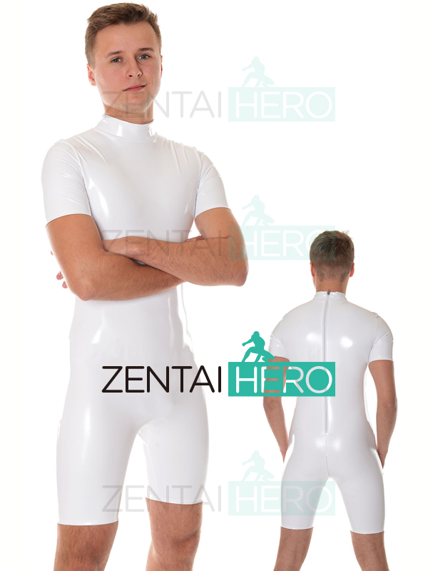 Sexy Male PVC Zentai Catsuit Short Sleeve