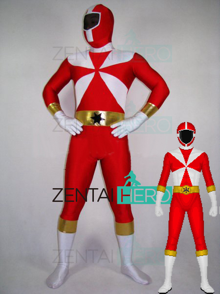 Red Kyuukyuu Sentai GoGo-V Superhero Cosplay Costume