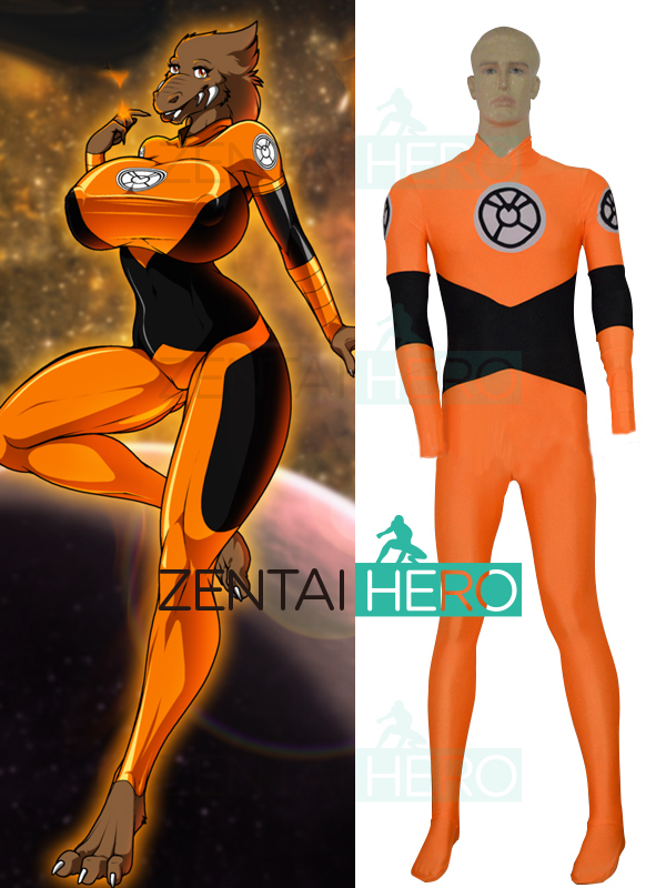 Orange And Black Orange Lantern Cosplay Costume Bodysuit