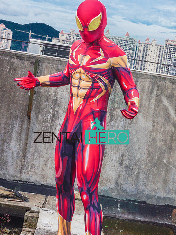 3D Printed Red Iron PS4 Spiderman Costume Lycra Spidey Bodysuit