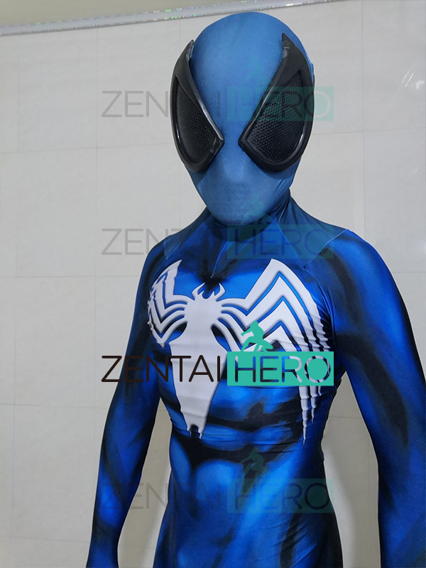 3D Printed Venom Spiderman Costume Blue Spidey Bodysuit