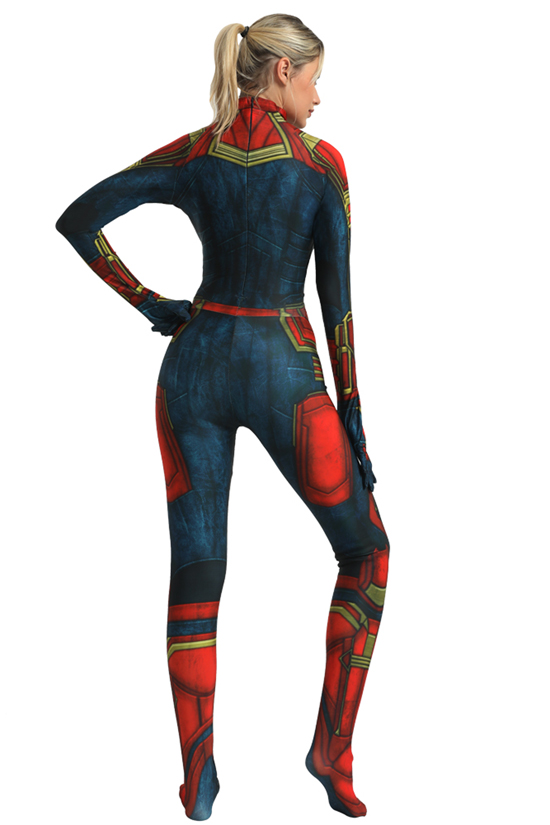 Printed Captain Marvel Carol Danvers Halloween Cosplay Costume