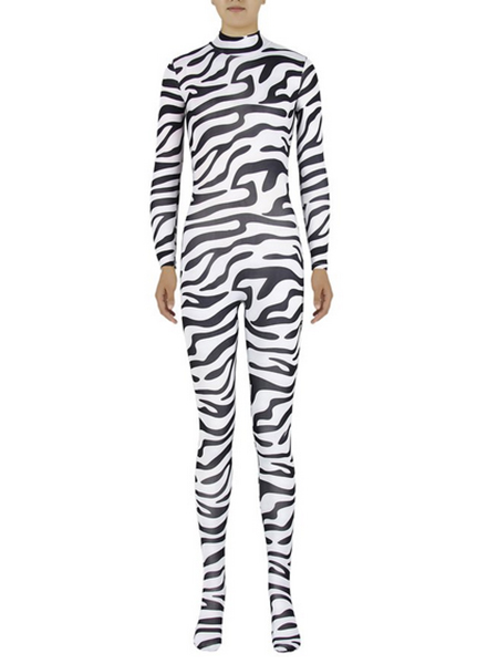 Zebra Pattern Lycra Spandex Leotard Tights Catsuits