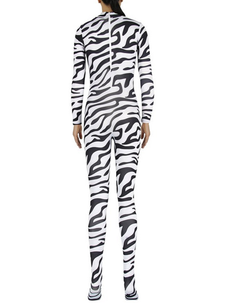 Zebra Pattern Lycra Spandex Leotard Tights Catsuits