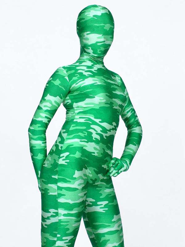 Green Color Camouflage Zentai Halloween Costume