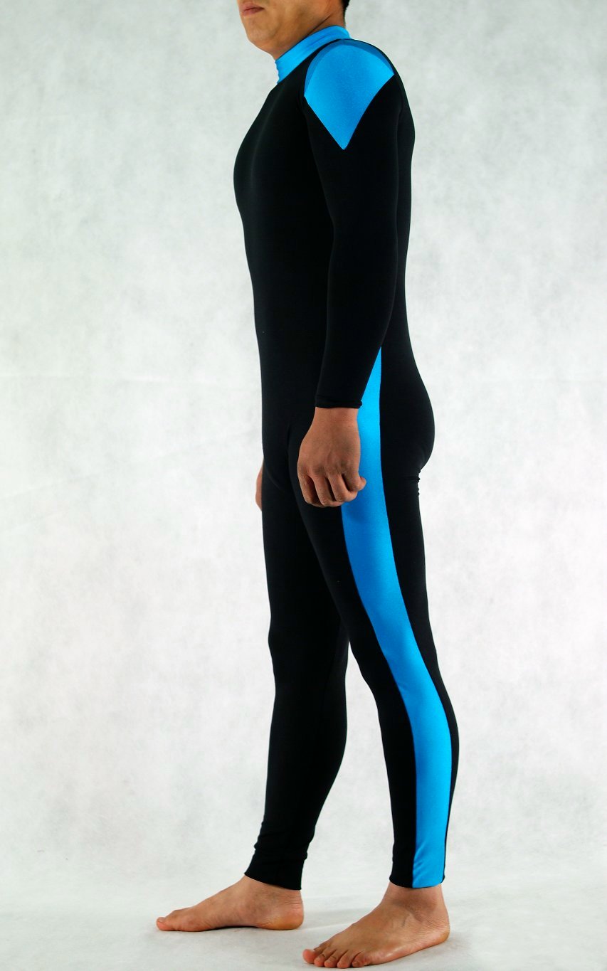 Athlete Spandex Black Blue Unitard