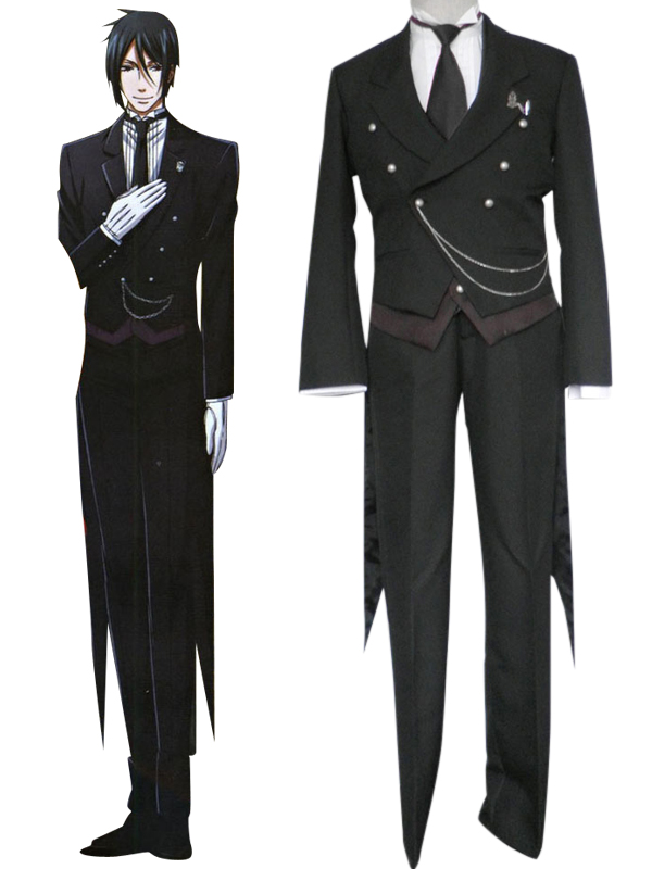 Black Butler Kuroshitsuji Sebastian·Michaelis Butler Uniform Cos