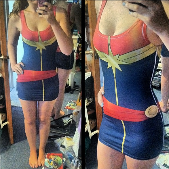 Printed Ms.Marvel Carol Danvers Lycra Fabric Dress