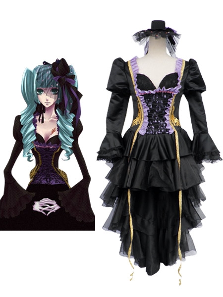 Vocaloid Black Gothic Hatsune Miku Cosplay Costume