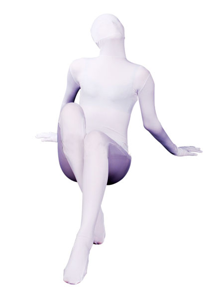 White Lycra Fabric Zentai Suit