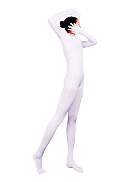 White Lycra Fabric Zentai Suit