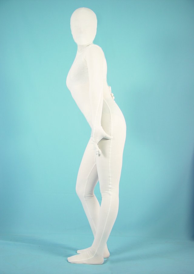 White Lycra Fabric Zentai Suit