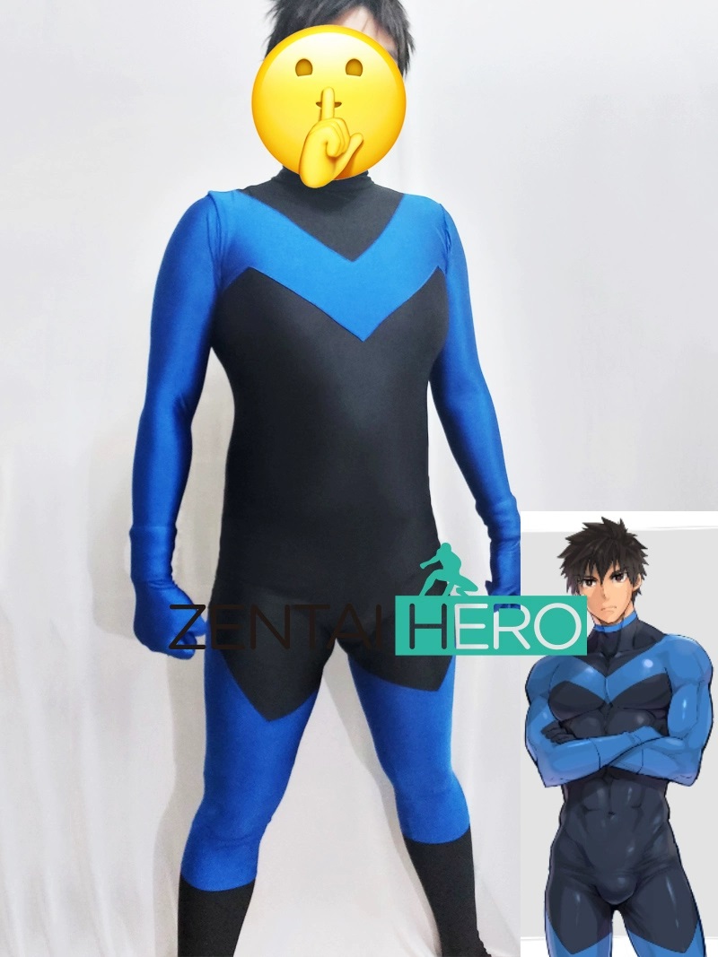 Royal Blue/Black Nightwing Spandex Superhero Cosplay Costume