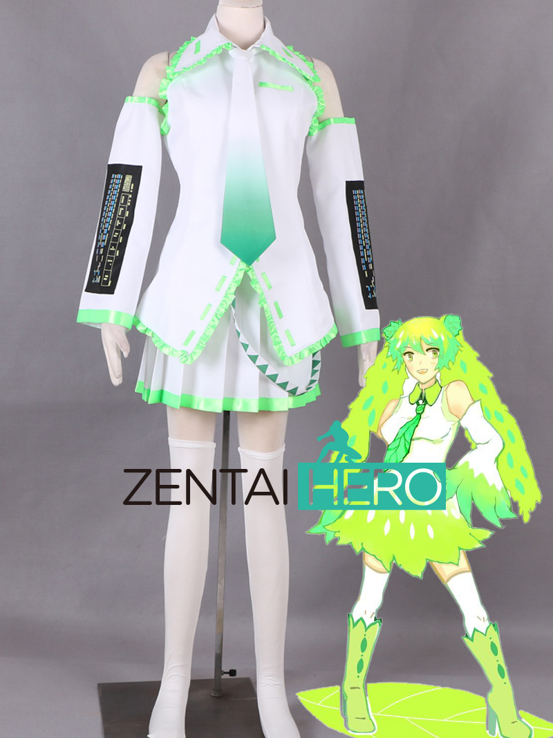 Vocaloid Green Hatsune Miku Singing Uniform Anime Cosplay Suit