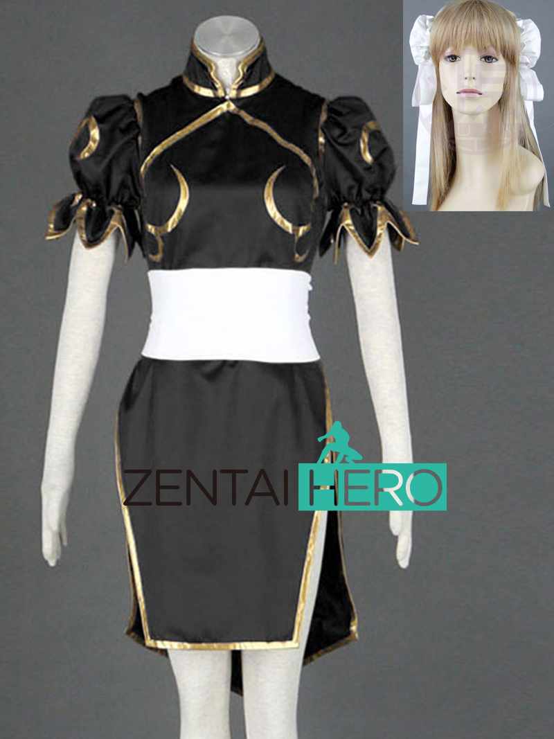 Street Fighter Chun-Li Cosplay Costume Black Hallween Suit