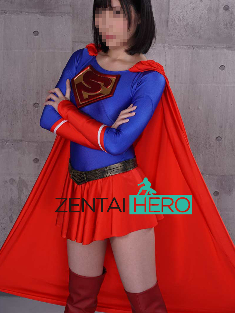 Sexy Girl Heroine Hard Bondage Blue Supergirl Cosplay Costume