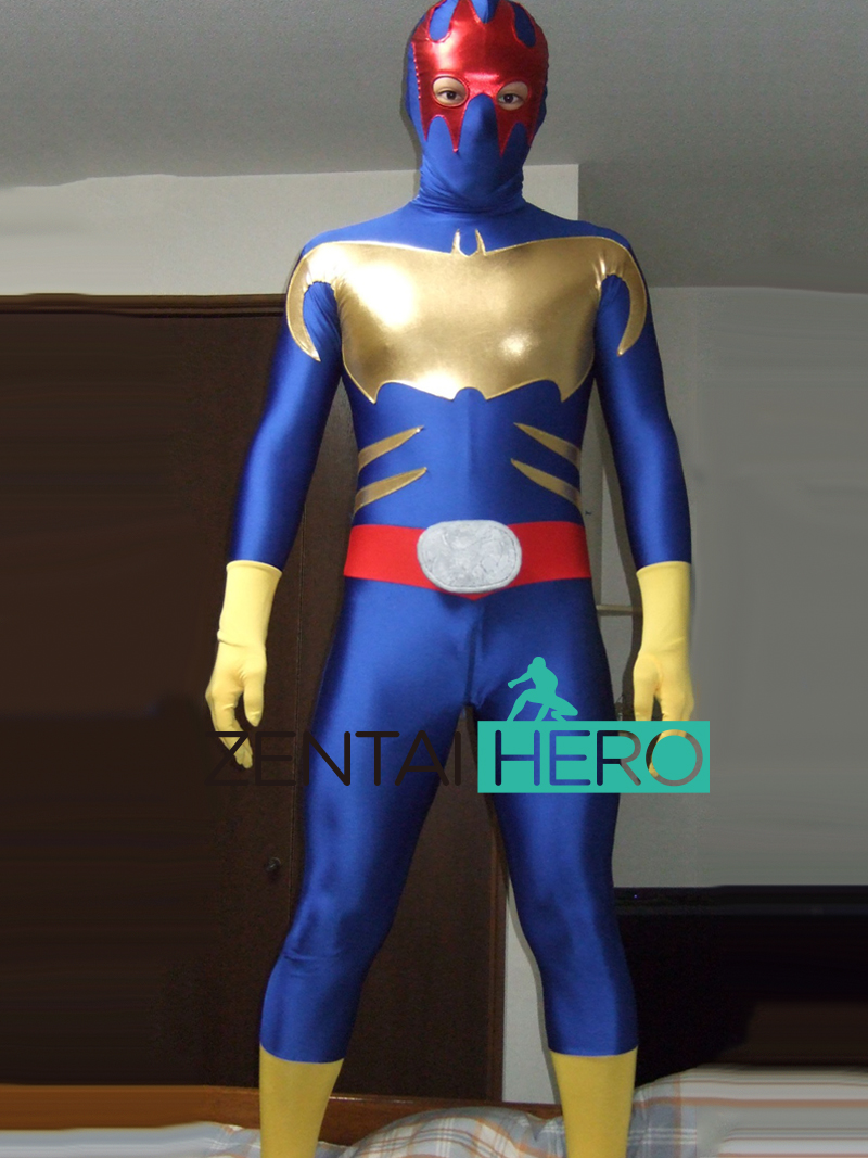 Japan Anime Blue/Gold Gel Shocker Cosplay Costume with Belt
