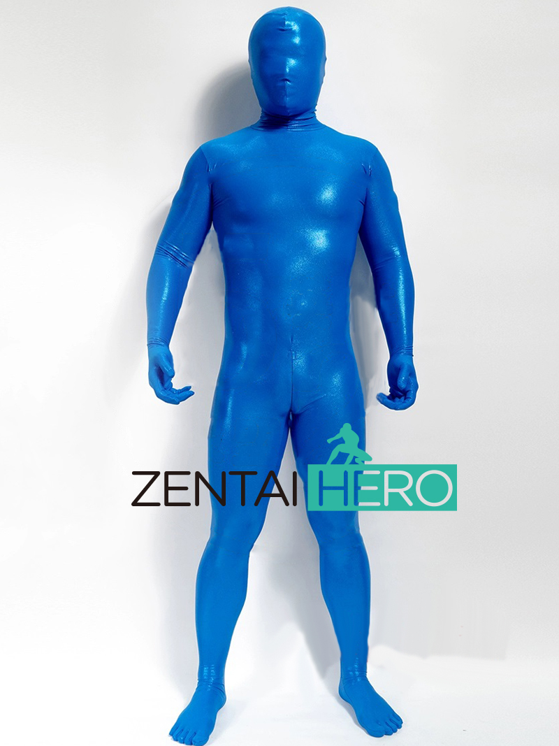 Shiny Blue Mystique Metallic Fullbody Zentai Suit