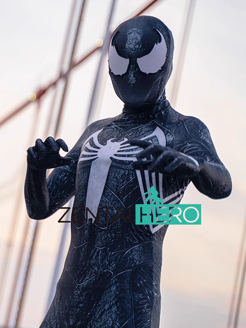New Printed Black Venom Insomniac Spider 2 Cosplay Costume