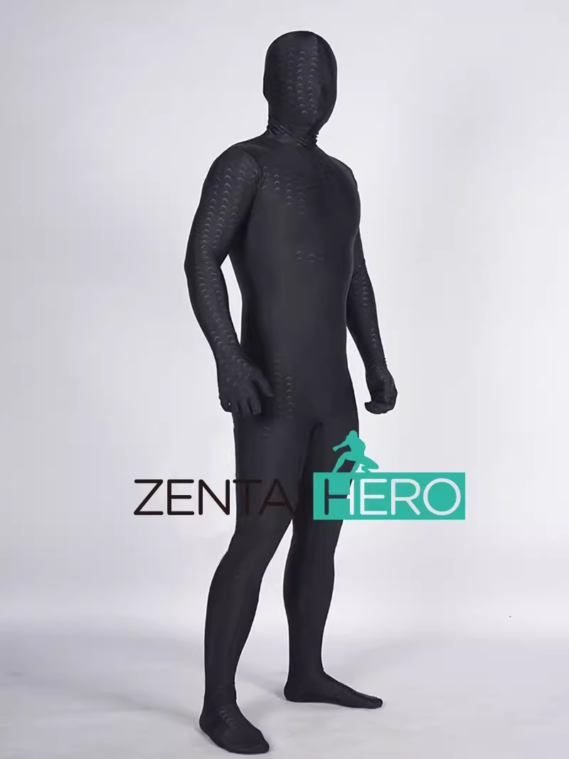 New Soft Black Shark Pattern Spandex Zentai Bodysuit Fullbody