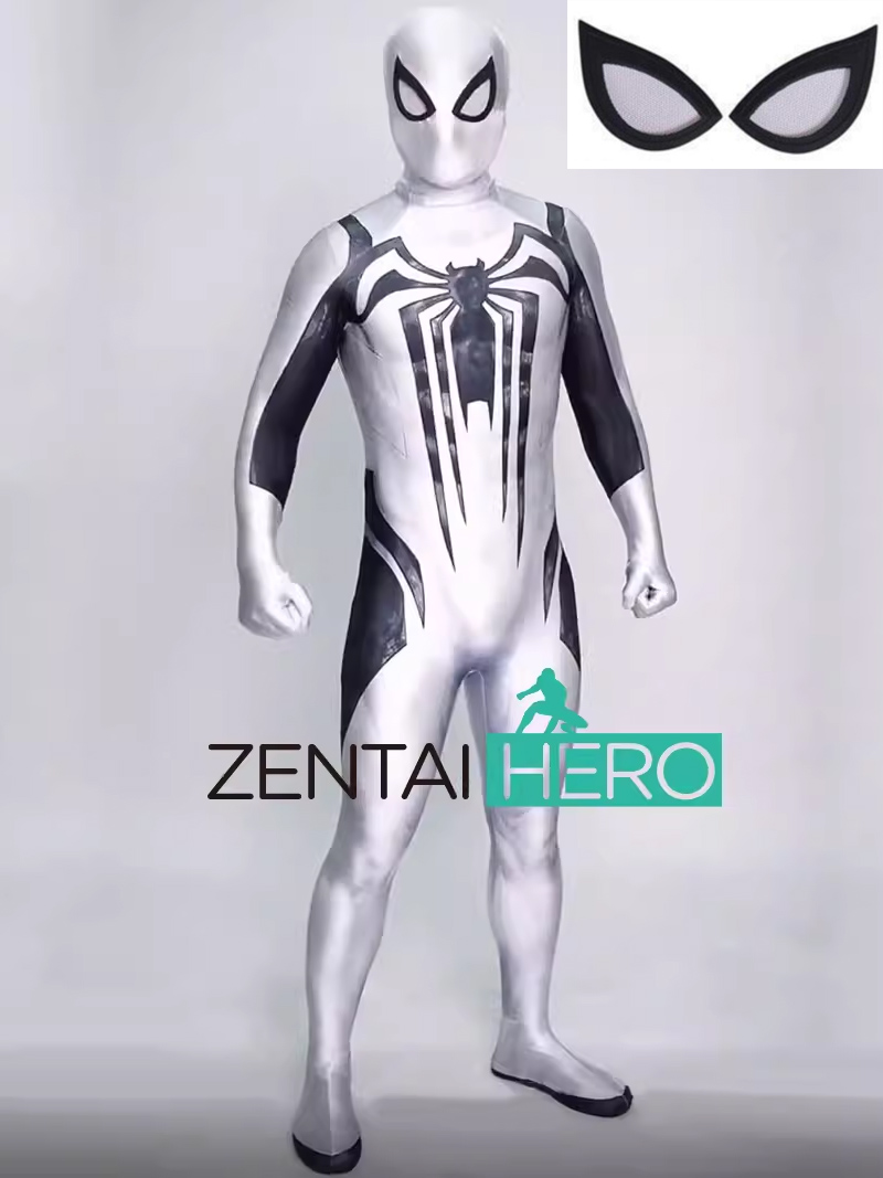 New White PS5 Spider 2 Anti-Venom Cosplay Costume with Lenses