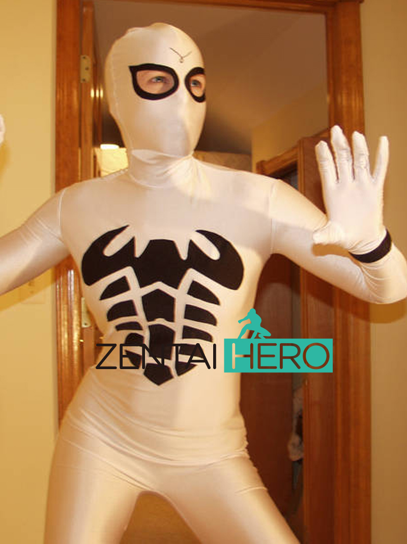 New Spandex White Shocker Cosplay Costume Hood Attached
