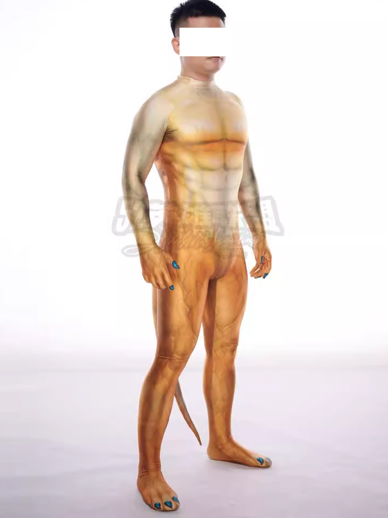 New Printed Lizard Man Cosplay Costume with Tail