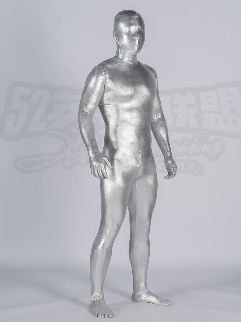 Shiny Silver Mystique Metallic Fullbody Zentai Suits