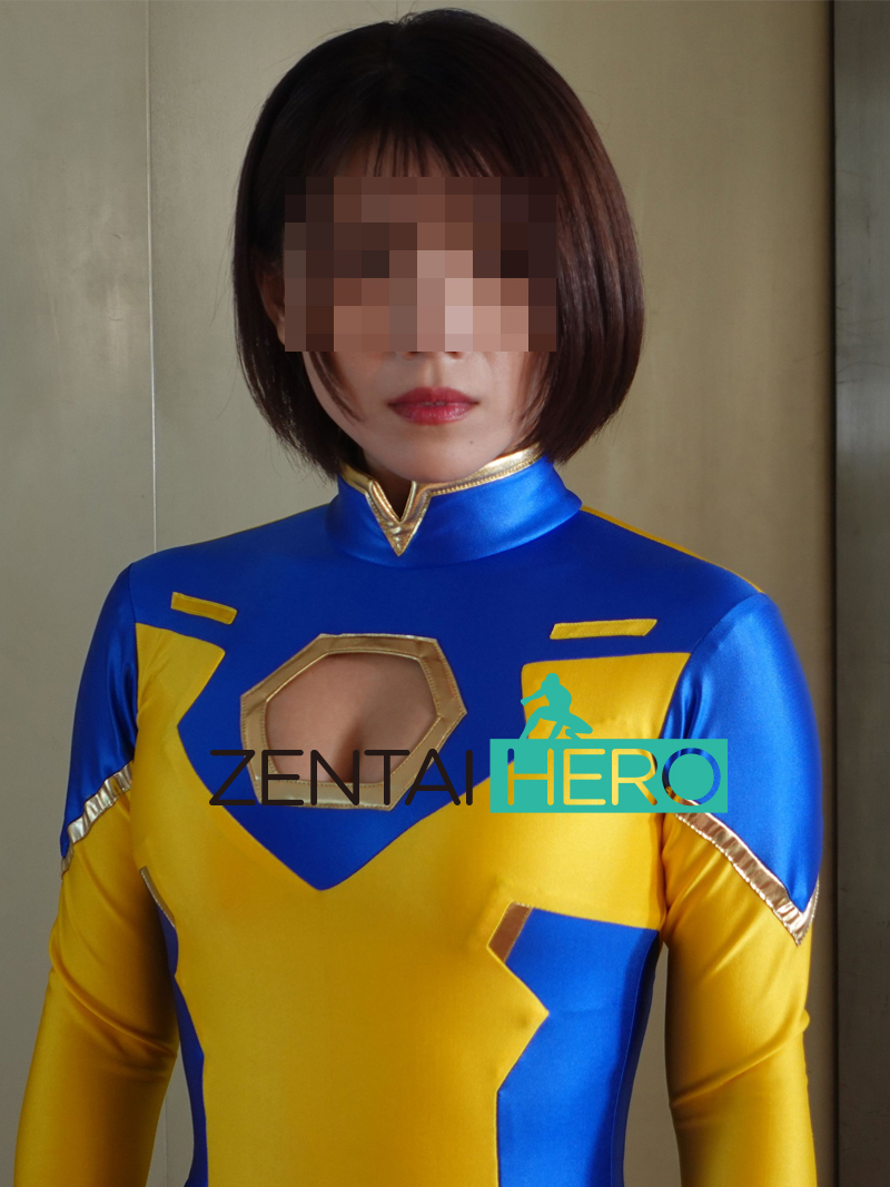 Blue Shiny Satin Solar Warrior Lady Cosplay Costume