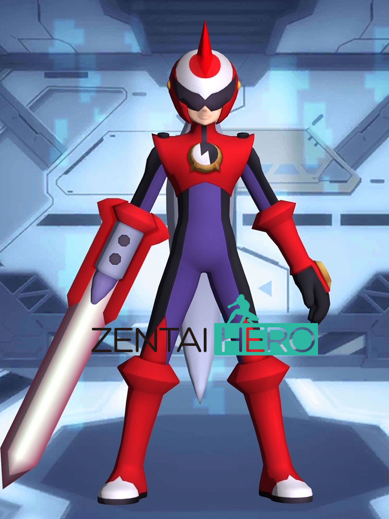 Game Red/Purple Spandex EXE Megaman Proto Man Cosplay Costume